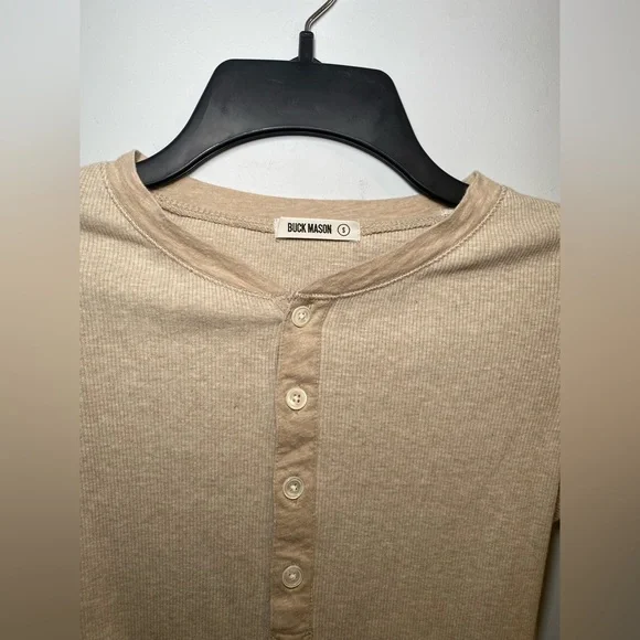 Buck Mason Women’s Slim Fit Henley Long Sleeve Tee Size S - Picture 2 of 8